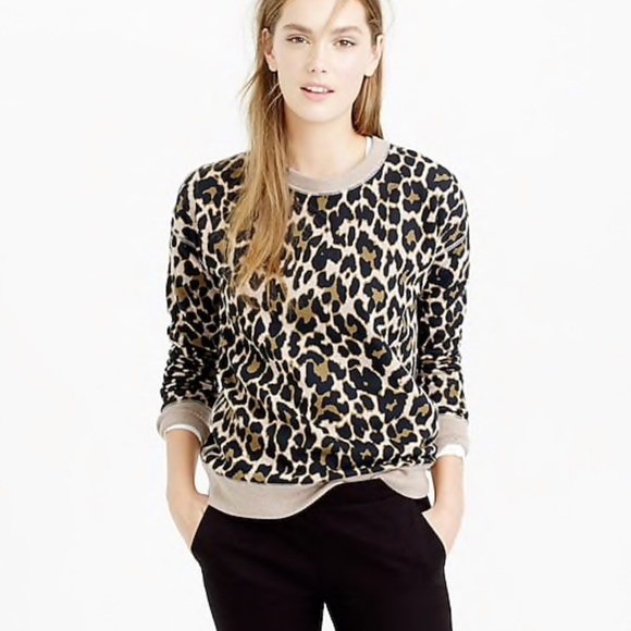 J. Crew leopard print crewneck sweatshirt - Picture 2 of 4